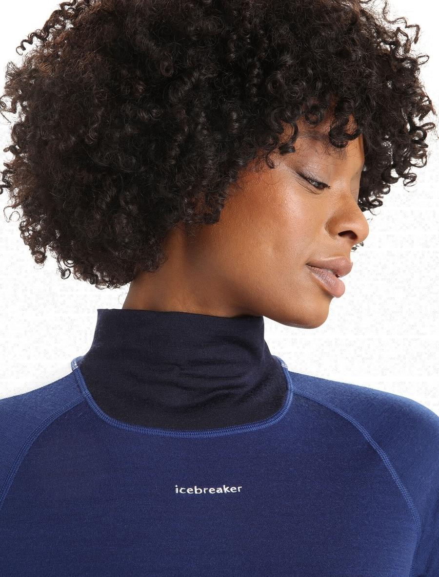 Women's Icebreaker Merino 200 Sonebula Long Sleeve High Neck Thermal Top Base Layers Midnight Navy / Royal Navy | CA 1090KORI